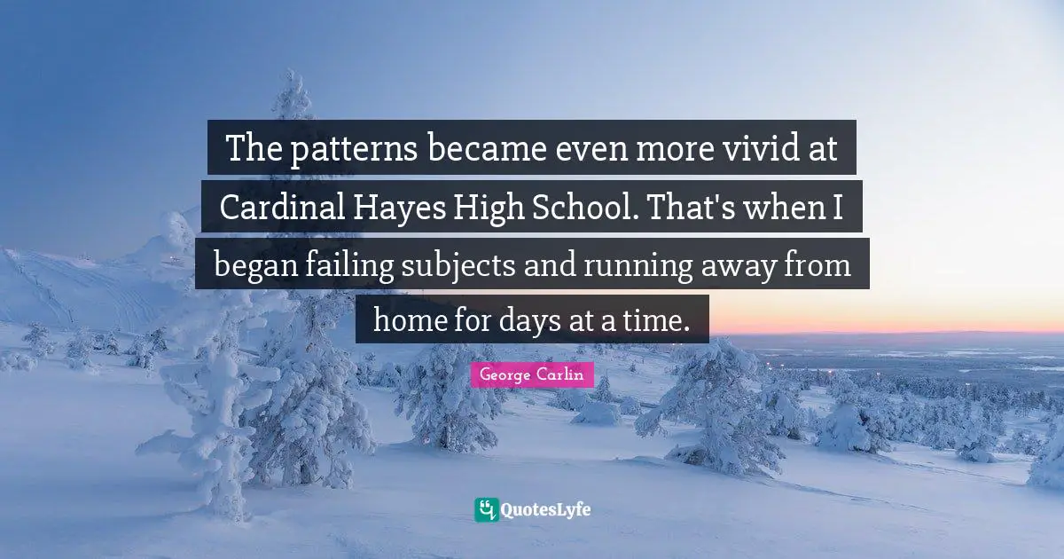 The patterns became even more vivid at Cardinal Hayes High School. That's when I began failing subjects and running away from home for days at a time.
