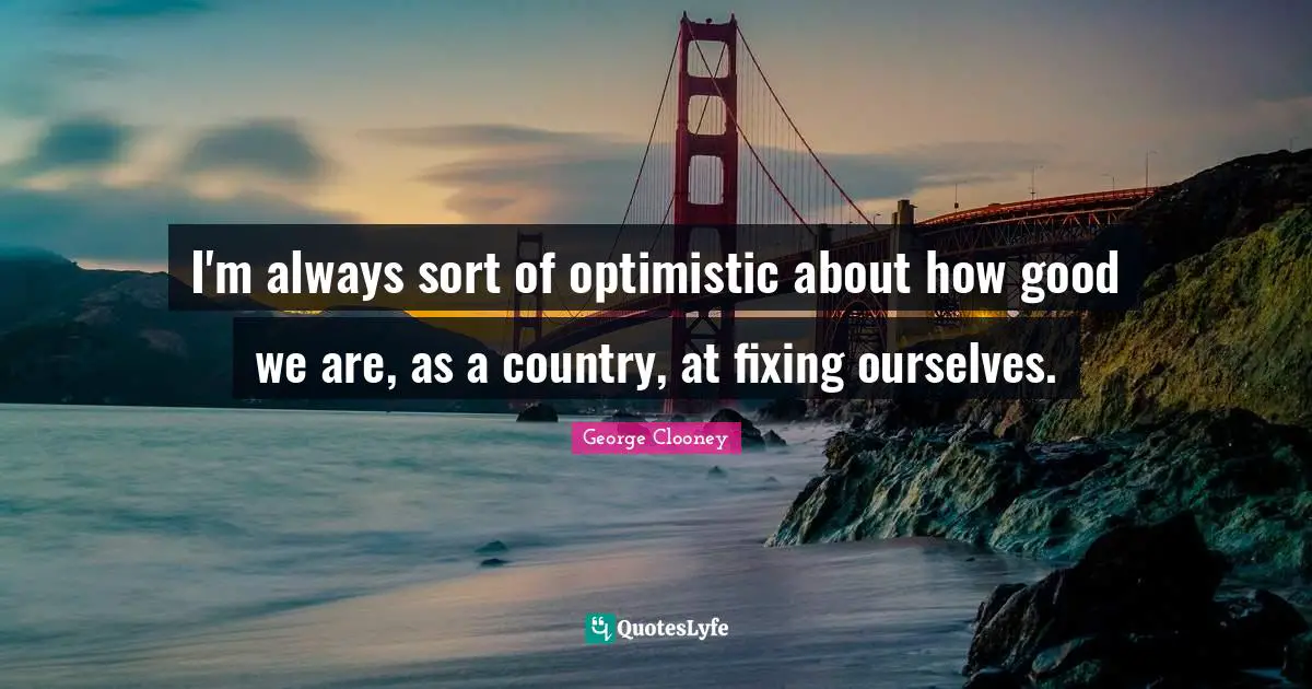 I'm always sort of optimistic about how good we are, as a country, at fixing ourselves.