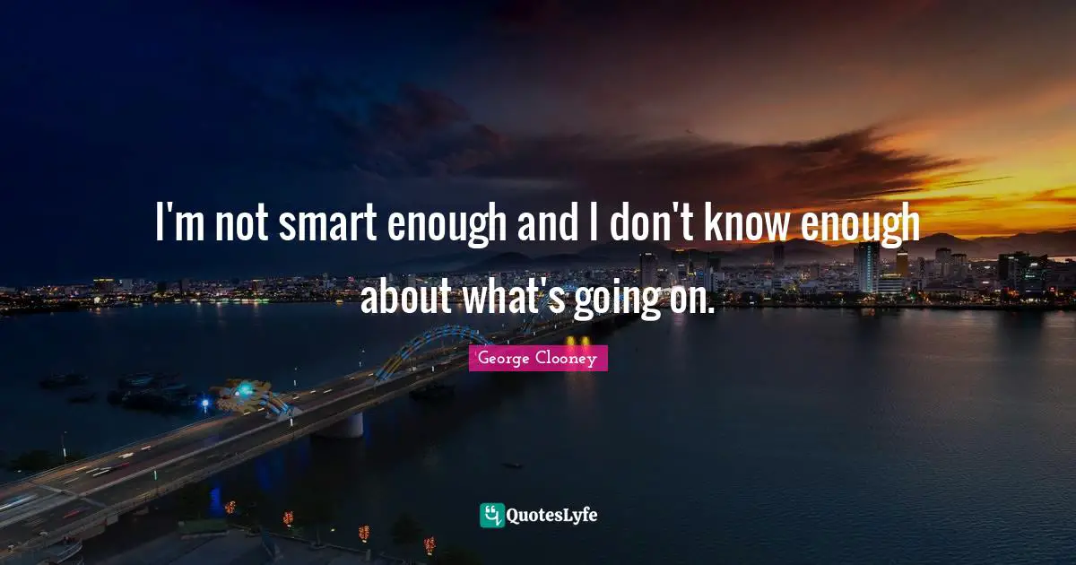 I'm not smart enough and I don't know enough about what's going on.