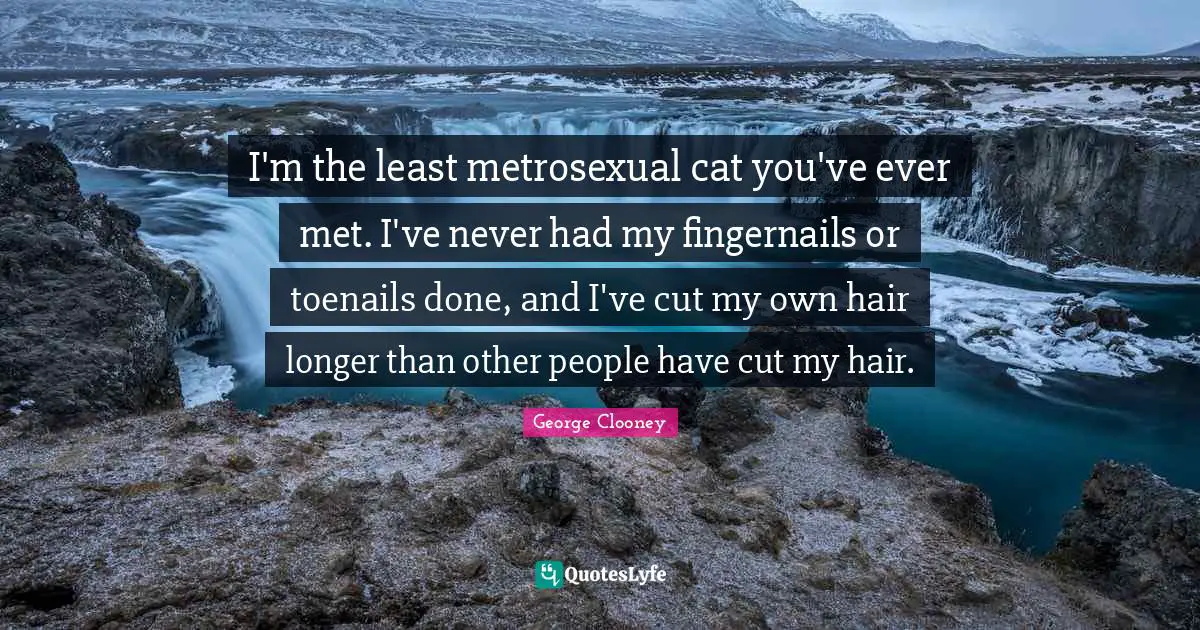 I'm the least metrosexual cat you've ever met. I've never had my fingernails or toenails done, and I've cut my own hair longer than other people have cut my hair.