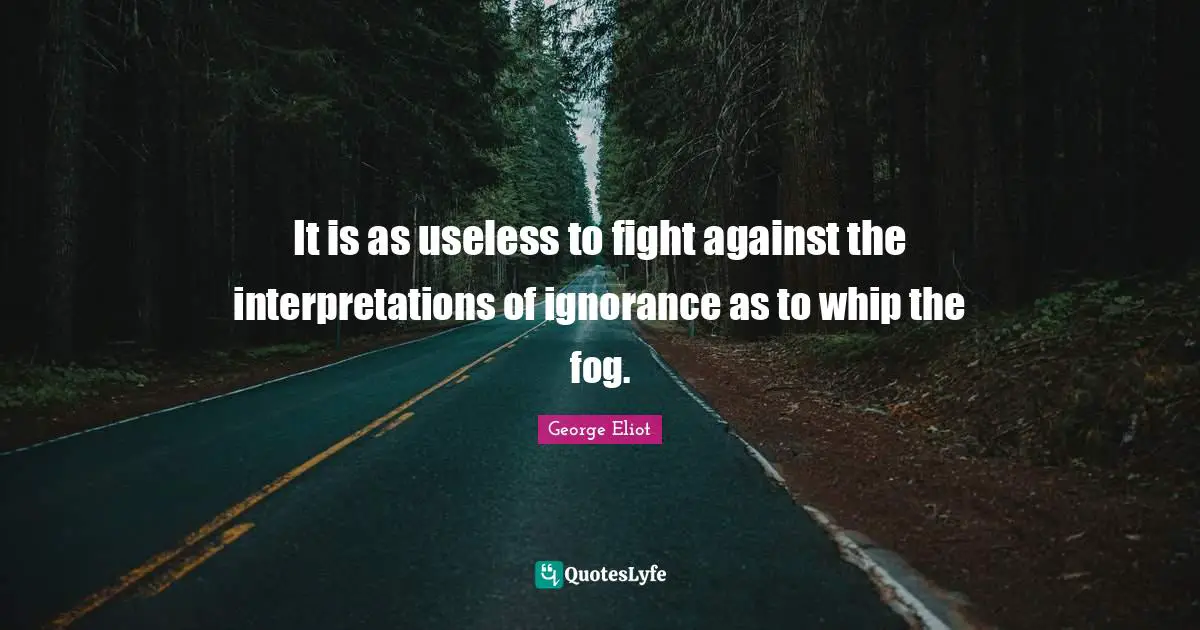 It is as useless to fight against the interpretations of ignorance as to whip the fog.