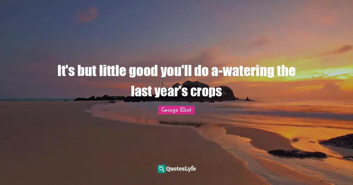 It's but little good you'll do a-watering the last year's crops