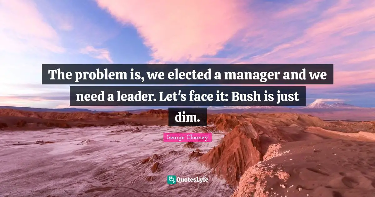 The problem is, we elected a manager and we need a leader. Let's face it: Bush is just dim.