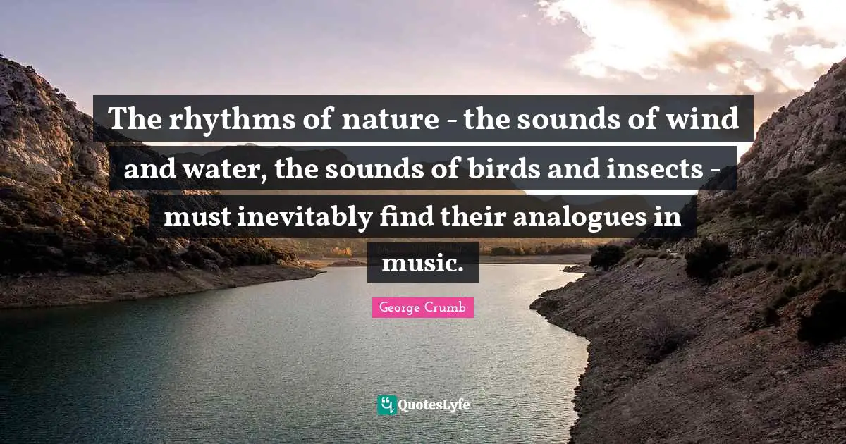 The rhythms of nature - the sounds of wind and water, the sounds of birds and insects - must inevitably find their analogues in music.