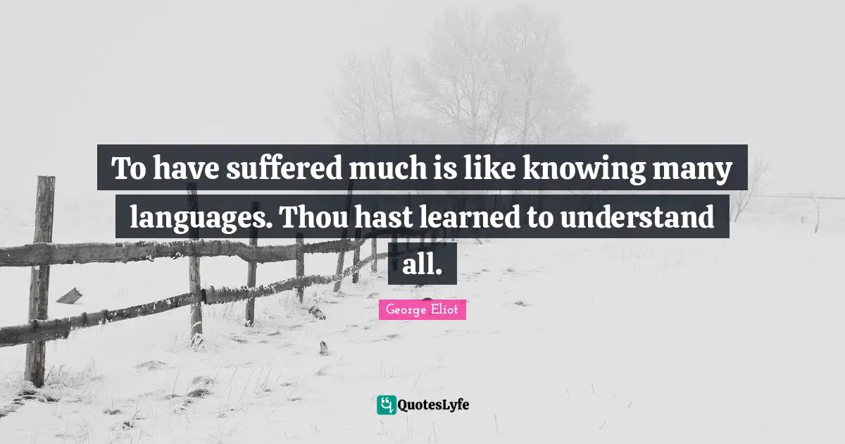 To have suffered much is like knowing many languages. Thou hast learned to understand all.