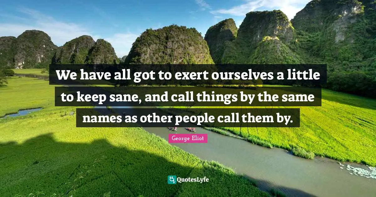 We have all got to exert ourselves a little to keep sane, and call things by the same names as other people call them by.