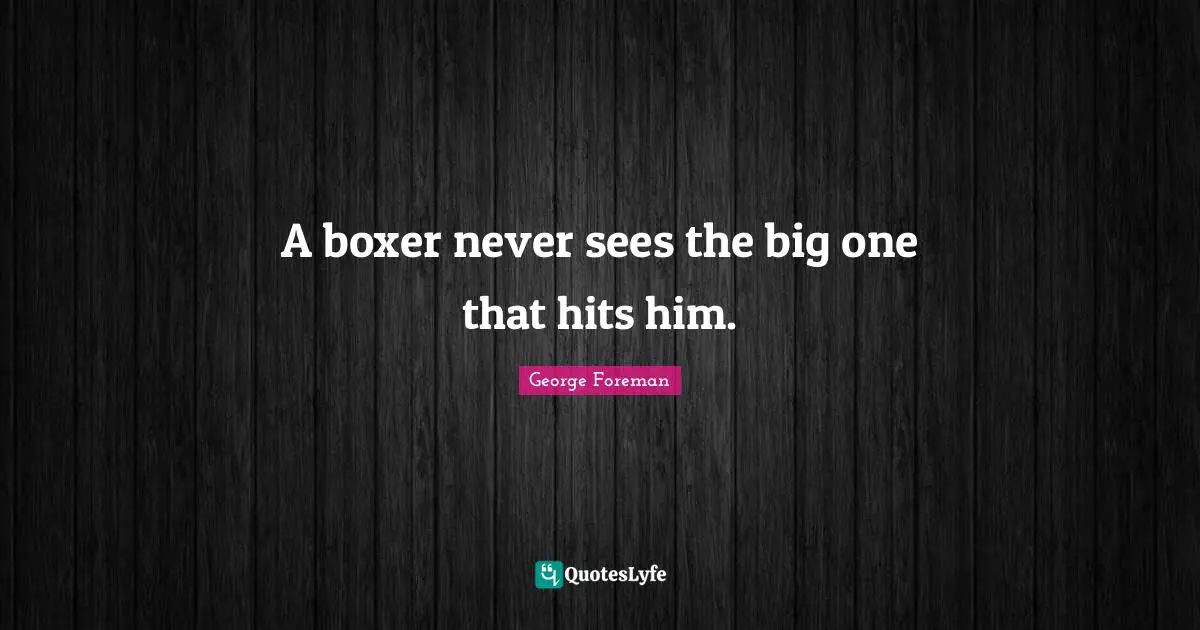 A boxer never sees the big one that hits him.