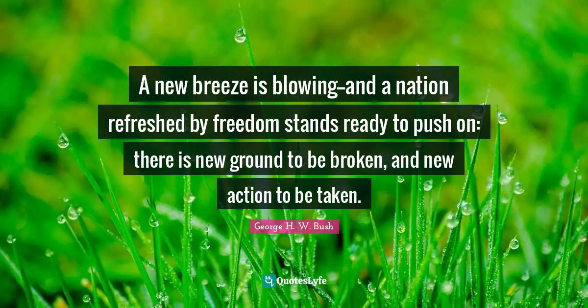 A new breeze is blowing--and a nation refreshed by freedom stands ready to push on: there is new ground to be broken, and new action to be taken.