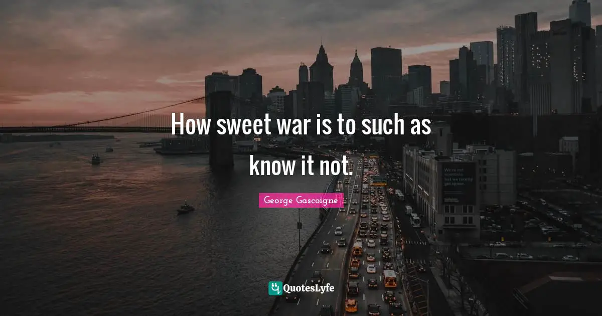 How sweet war is to such as know it not.