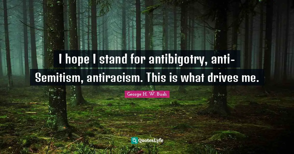 I hope I stand for antibigotry, anti-Semitism, antiracism. This is what drives me.