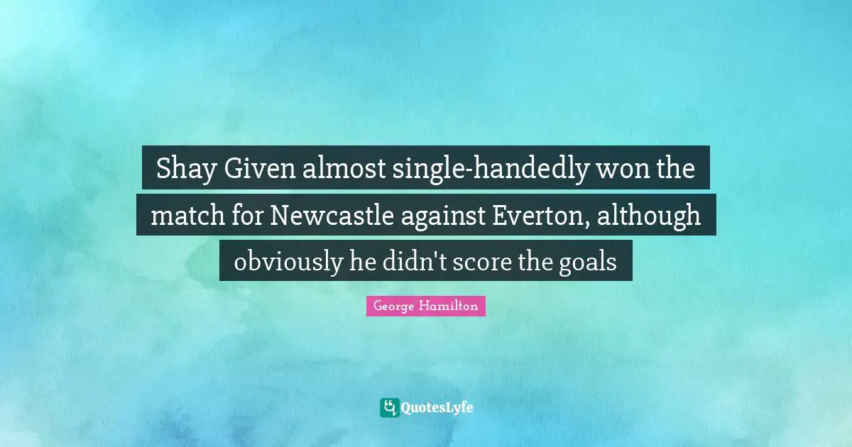 Shay Given almost single-handedly won the match for Newcastle against Everton, although obviously he didn't score the goals