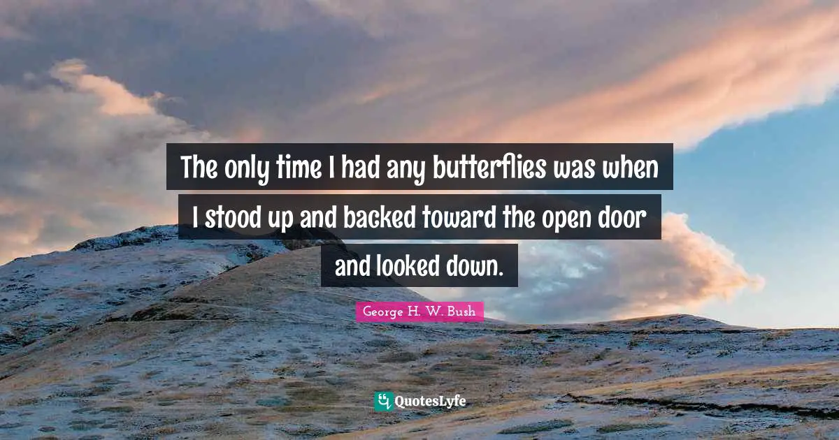 The only time I had any butterflies was when I stood up and backed toward the open door and looked down.