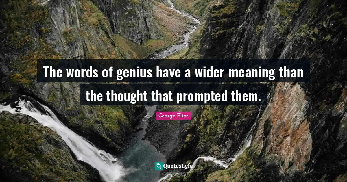 The words of genius have a wider meaning than the thought that prompted them.