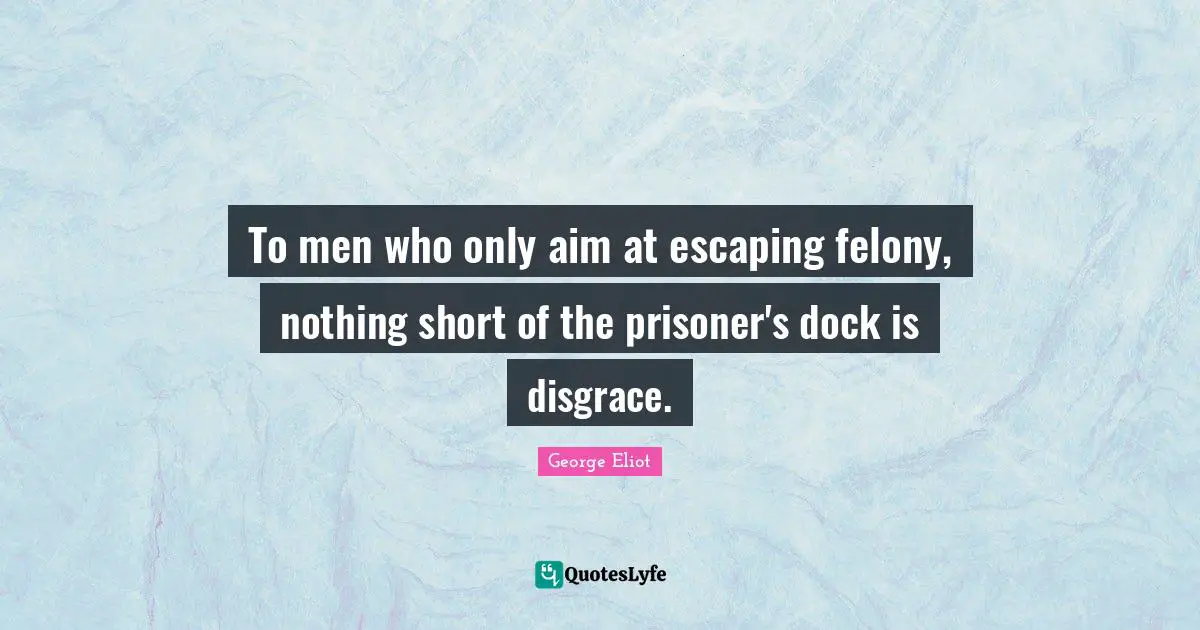 Docks Quotes: "To men who only aim at escaping felony, nothing short of the prisoner's dock is disgrace."