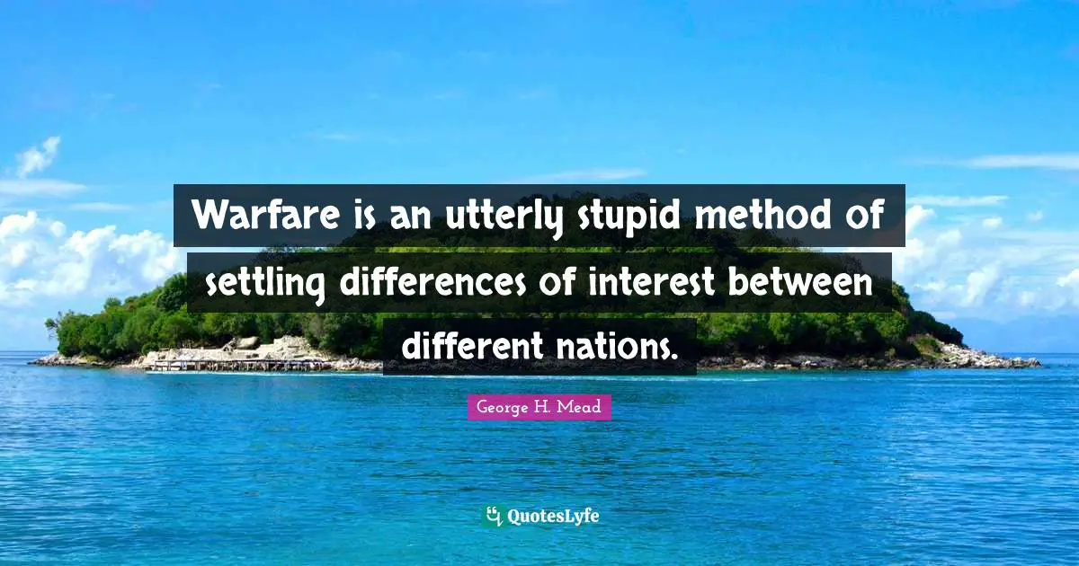 Warfare is an utterly stupid method of settling differences of interest between different nations.