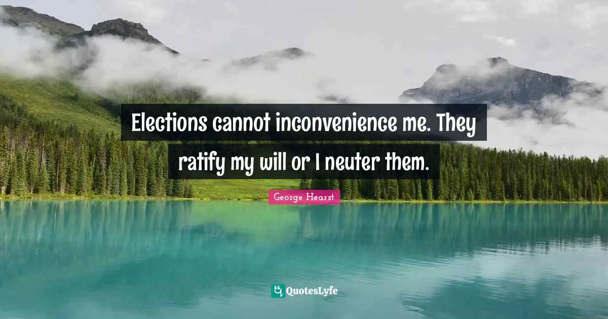 Elections cannot inconvenience me. They ratify my will or I neuter them.