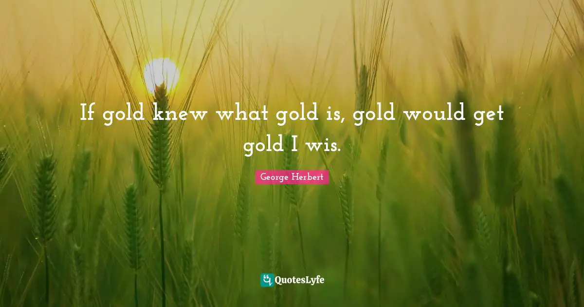 If gold knew what gold is, gold would get gold I wis.