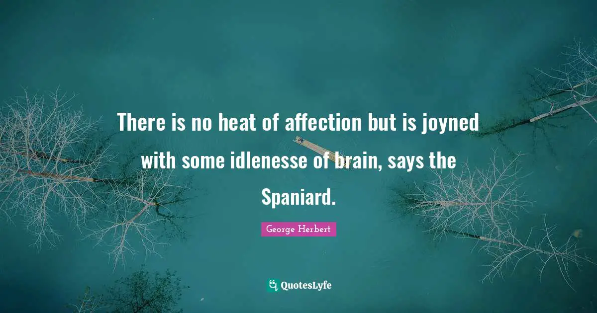 There is no heat of affection but is joyned with some idlenesse of brain, says the Spaniard.