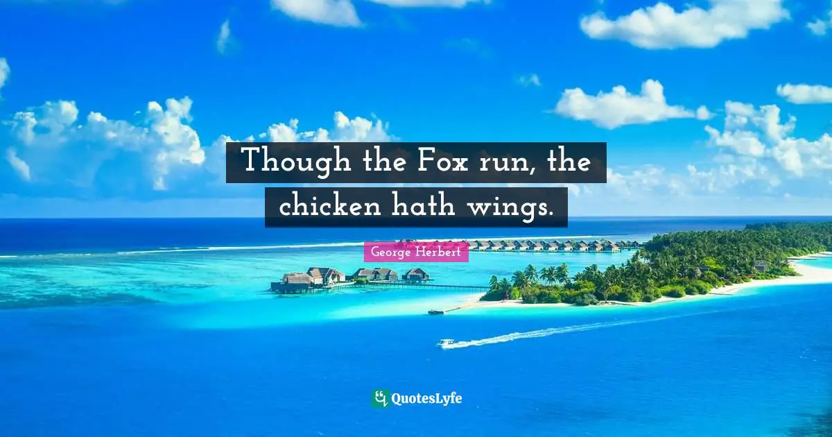 Though the Fox run, the chicken hath wings.