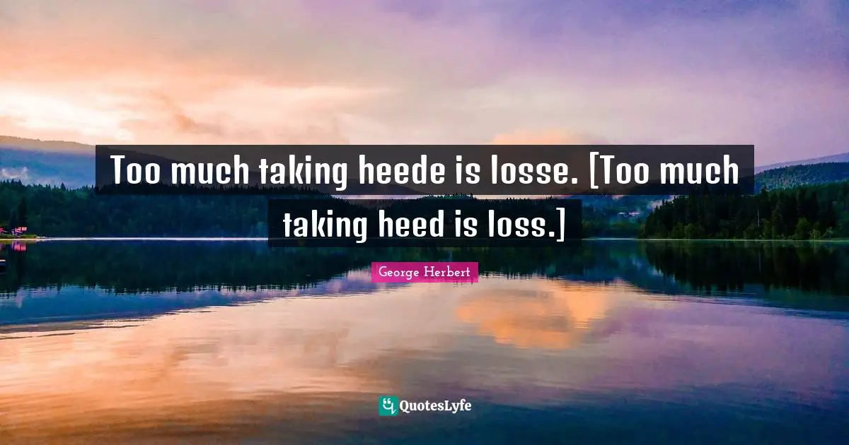 Too much taking heede is losse. [Too much taking heed is loss.]