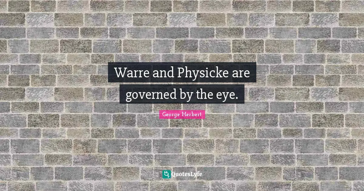 Warre and Physicke are governed by the eye.