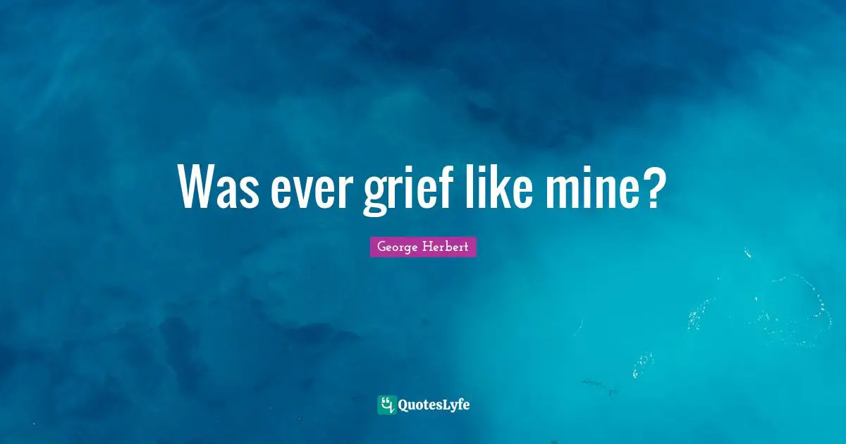 Was ever grief like mine?