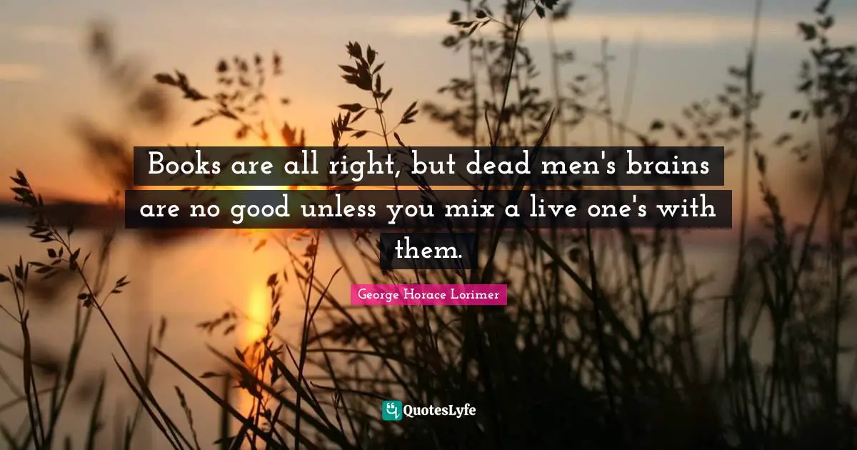 Books are all right, but dead men's brains are no good unless you mix a live one's with them.