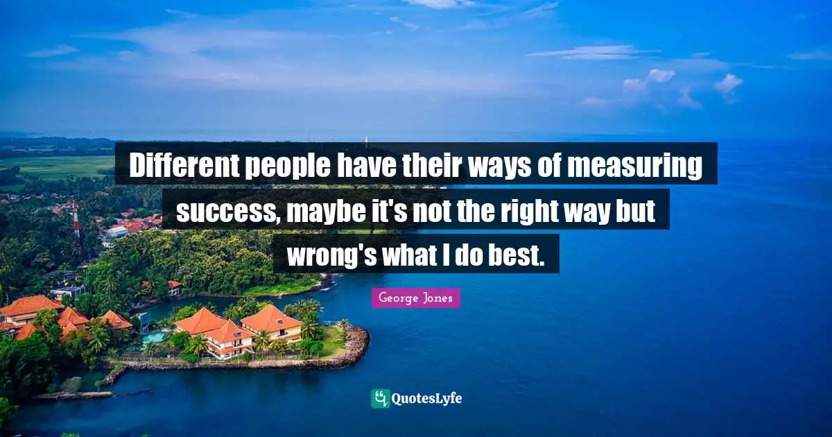 Measuring Quotes: "Different people have their ways of measuring success, maybe it's not the right way but wrong's what I do best."