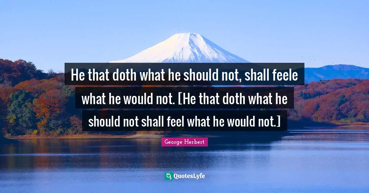 He that doth what he should not, shall feele what he would not. [He that doth what he should not shall feel what he would not.]