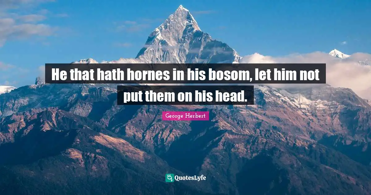 He that hath hornes in his bosom, let him not put them on his head.
