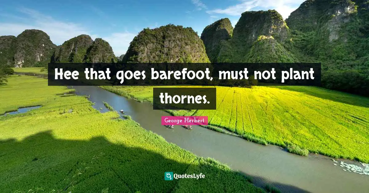 Barefoot Quotes: "Hee that goes barefoot, must not plant thornes."