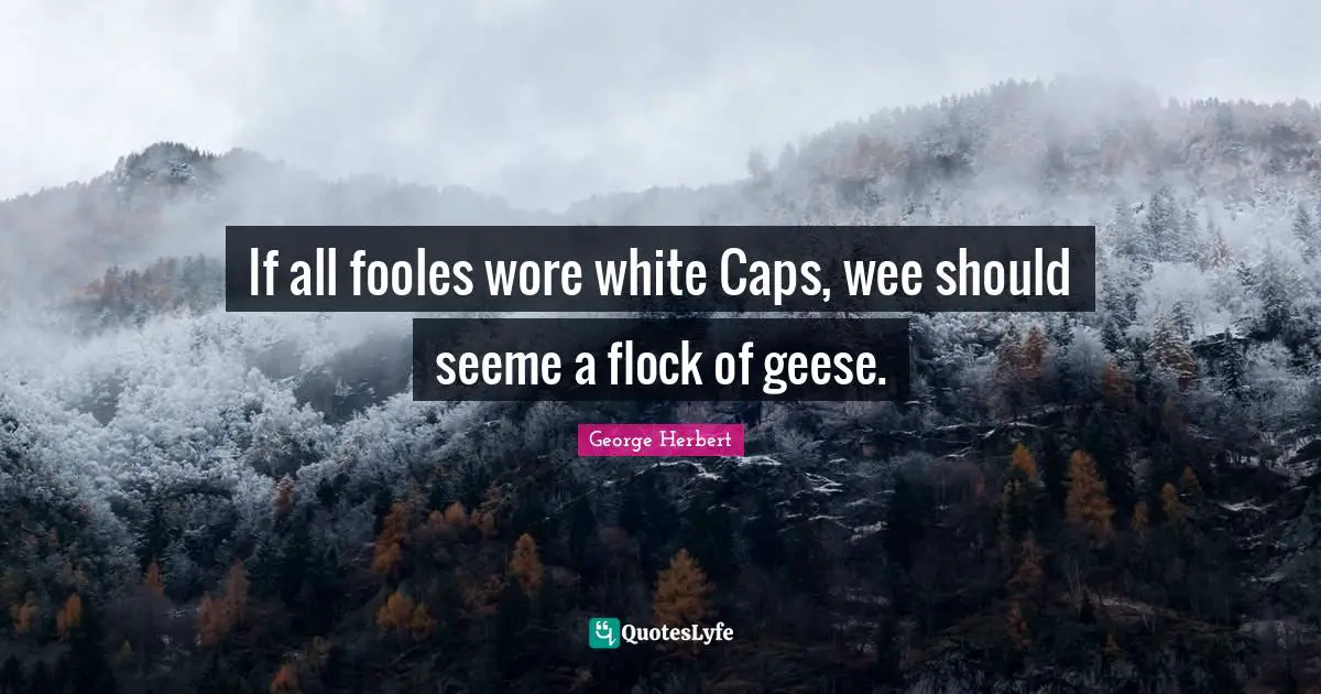 If all fooles wore white Caps, wee should seeme a flock of geese.