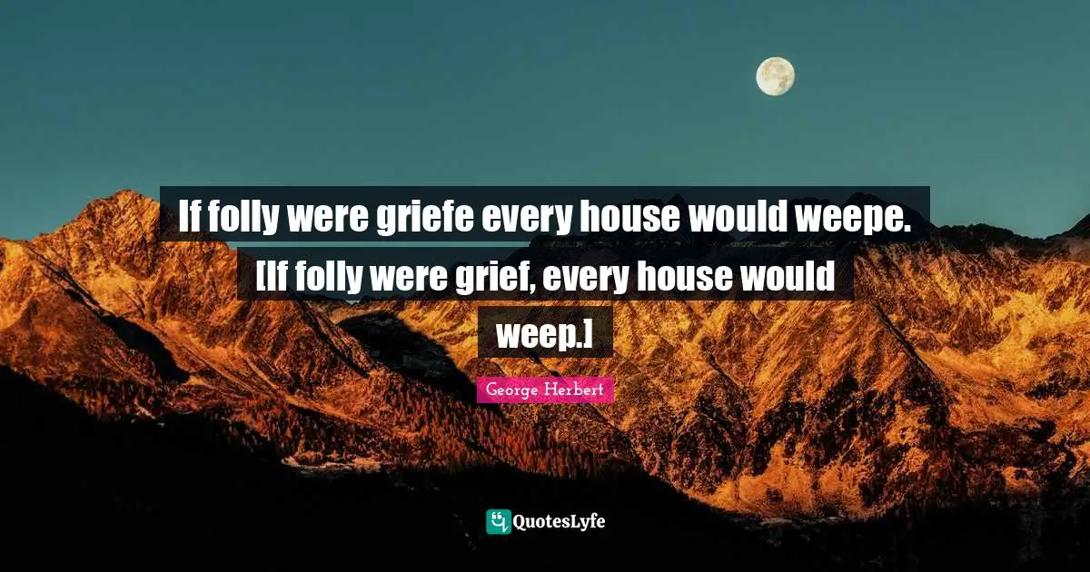 If folly were griefe every house would weepe. [If folly were grief, every house would weep.]