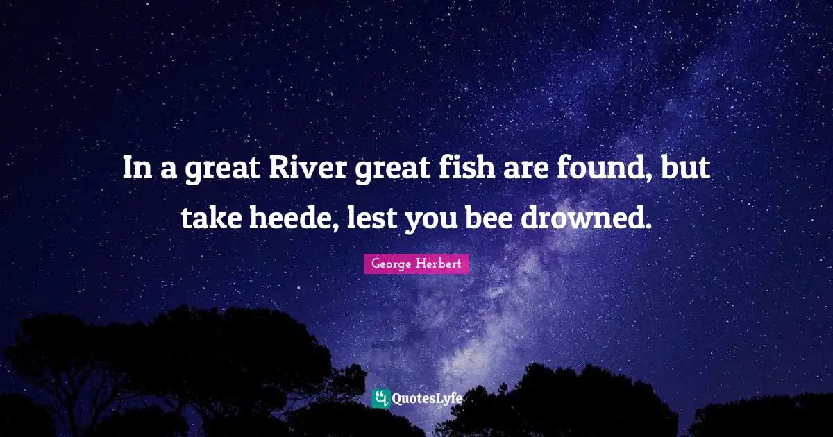 In a great River great fish are found, but take heede, lest you bee drowned.