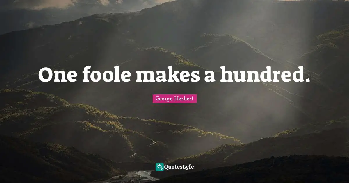 One foole makes a hundred.