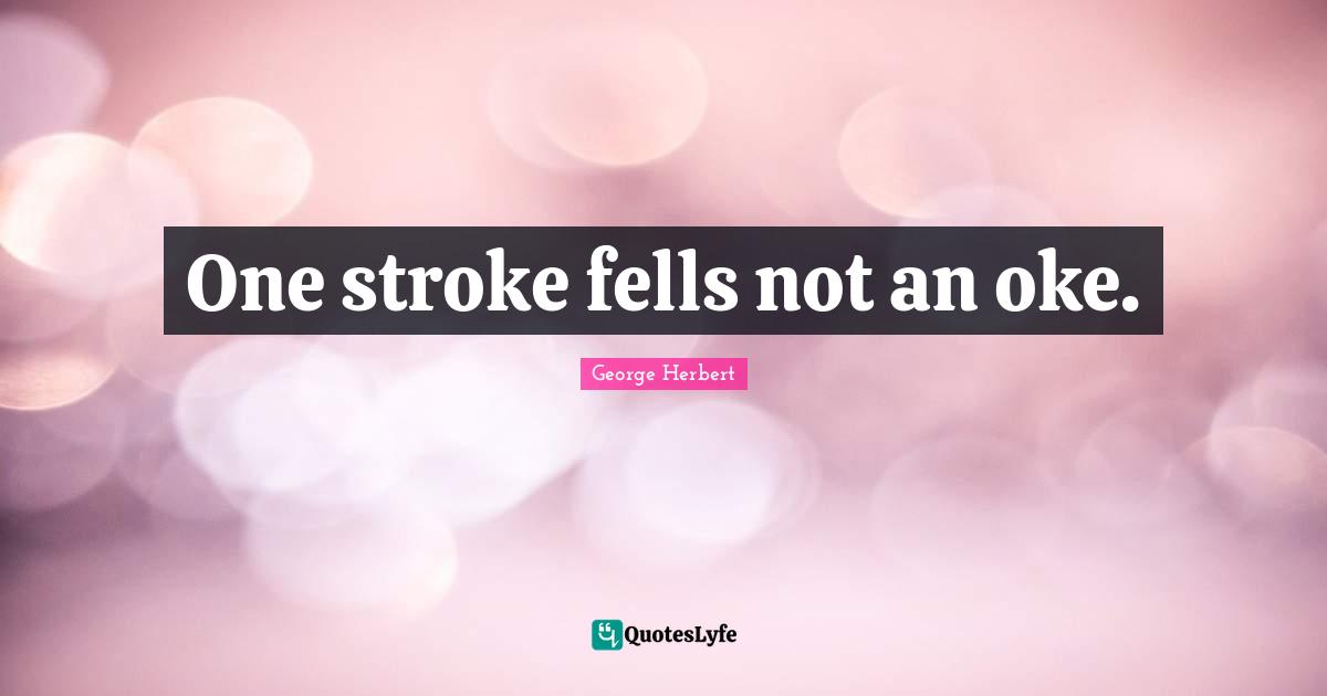 One stroke fells not an oke.