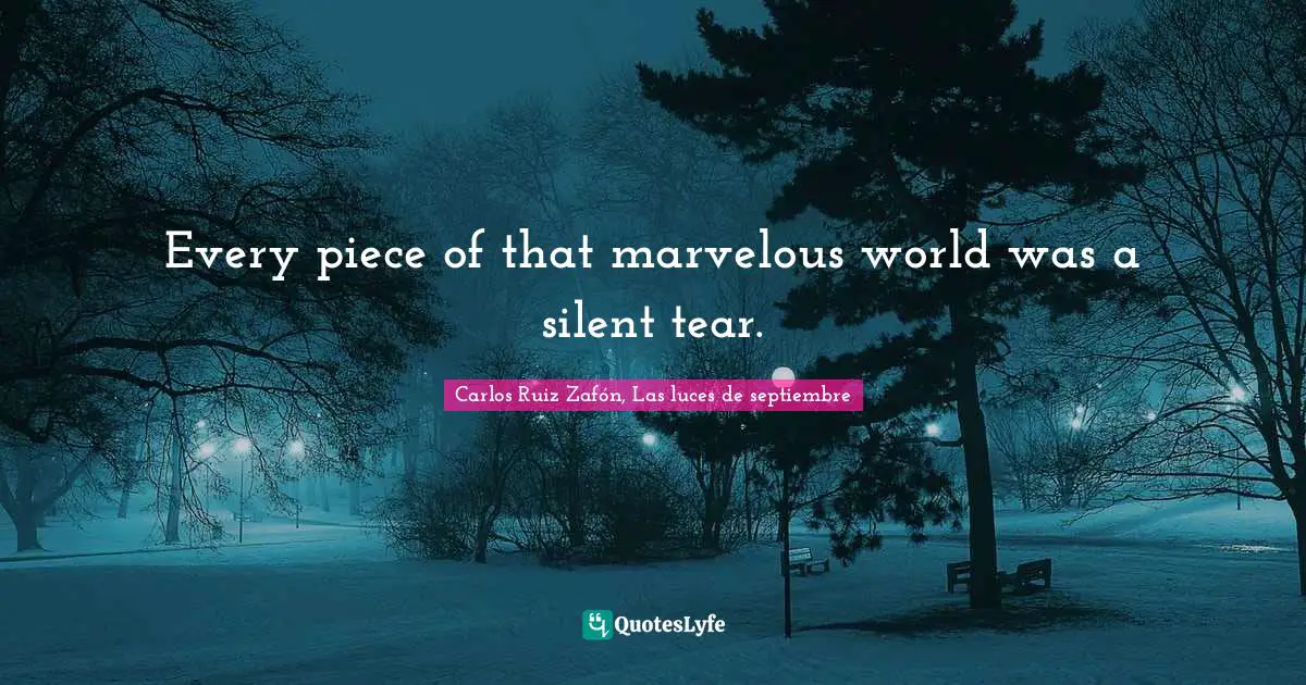 Every piece of that marvelous world was a silent tear.