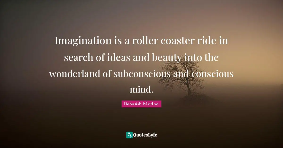 Imagination is a roller coaster ride in search of ideas and beauty into the wonderland of subconscious and conscious mind.