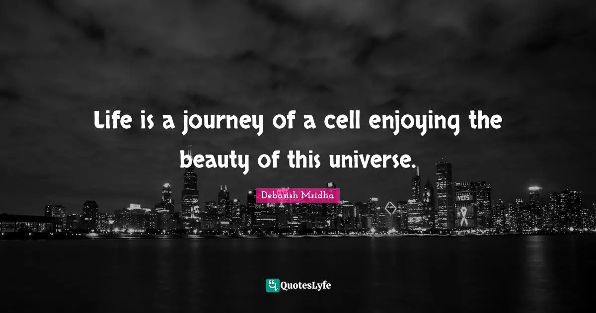 Life is a journey of a cell enjoying the beauty of this universe.