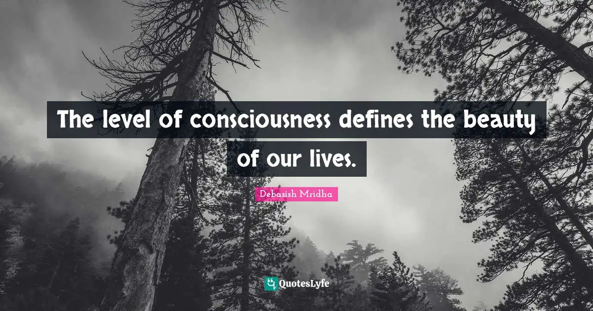 The level of consciousness defines the beauty of our lives.
