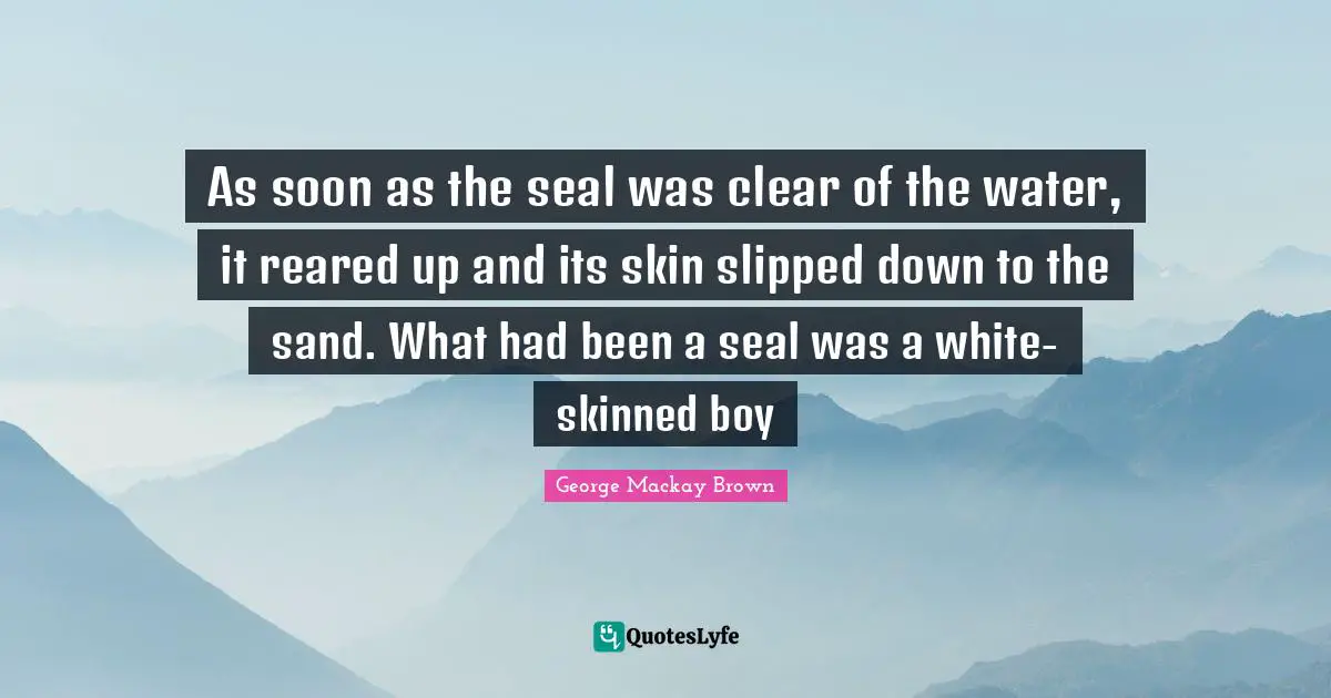 As soon as the seal was clear of the water, it reared up and its skin slipped down to the sand. What had been a seal was a white-skinned boy