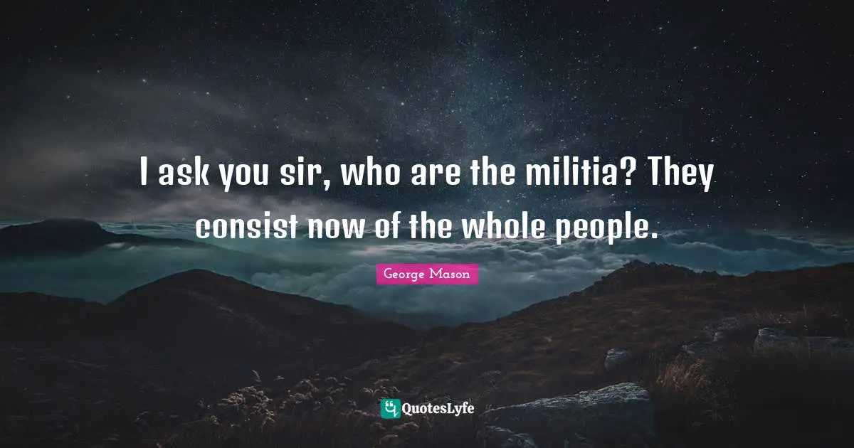 I ask you sir, who are the militia? They consist now of the whole people.