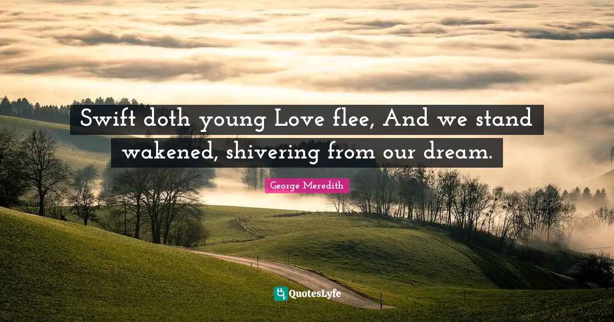 Swift doth young Love flee, And we stand wakened, shivering from our dream.