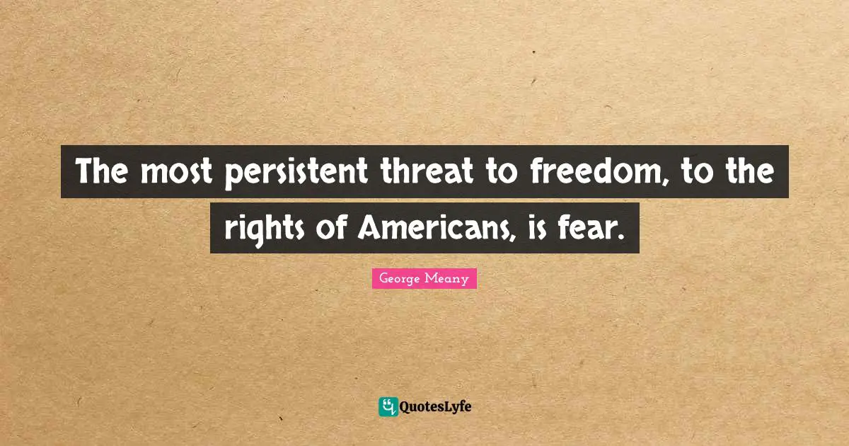 The most persistent threat to freedom, to the rights of Americans, is fear.