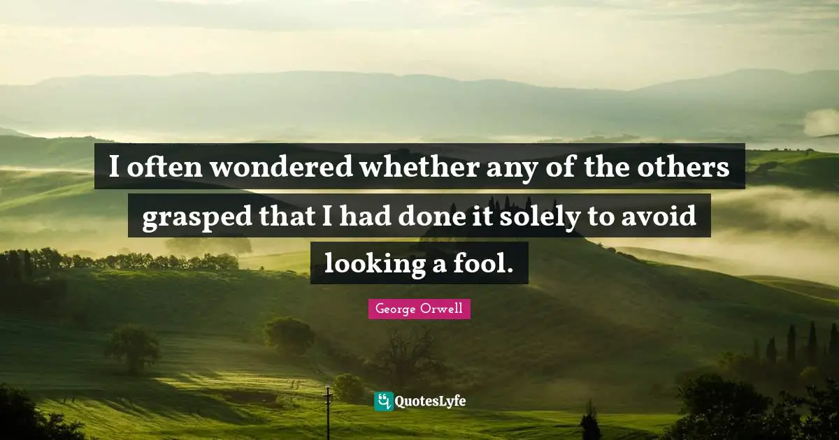 I often wondered whether any of the others grasped that I had done it solely to avoid looking a fool.