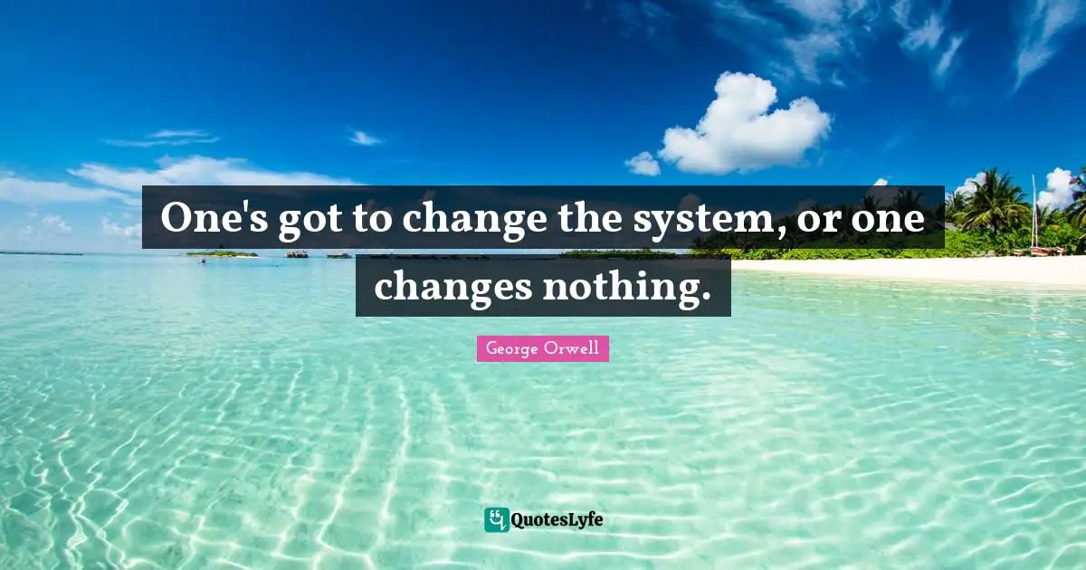 One's got to change the system, or one changes nothing.