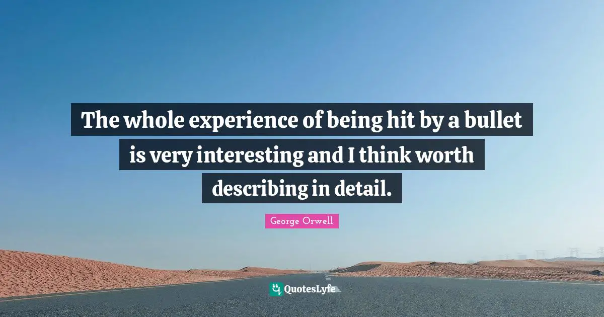 The whole experience of being hit by a bullet is very interesting and I think worth describing in detail.