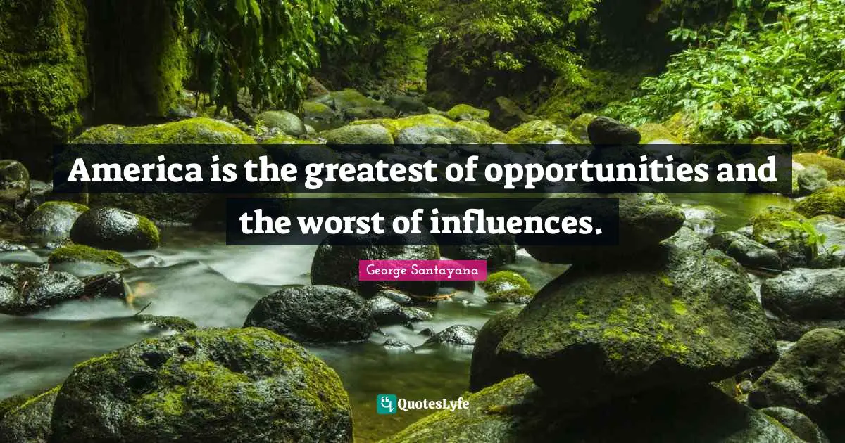America is the greatest of opportunities and the worst of influences.