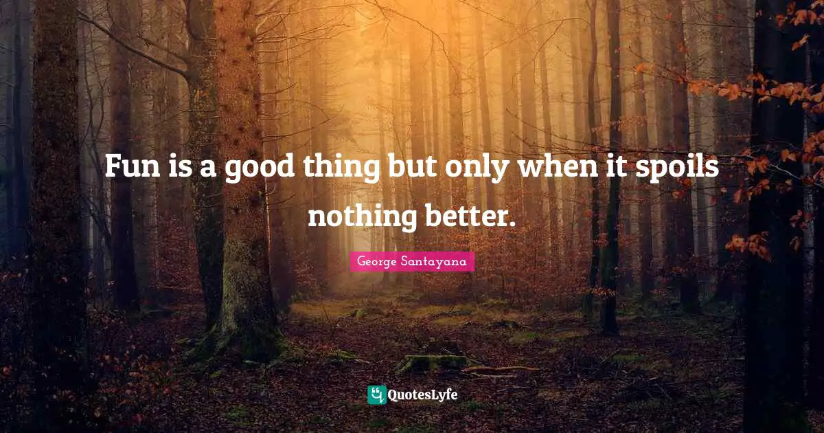 Fun is a good thing but only when it spoils nothing better.