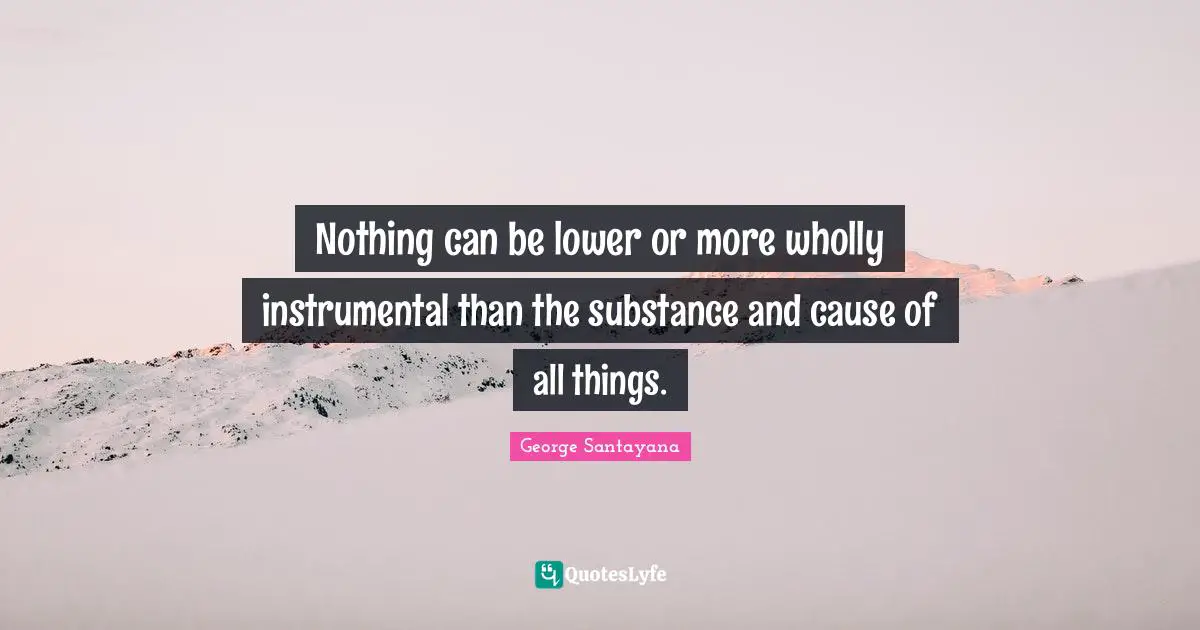 Nothing can be lower or more wholly instrumental than the substance and cause of all things.